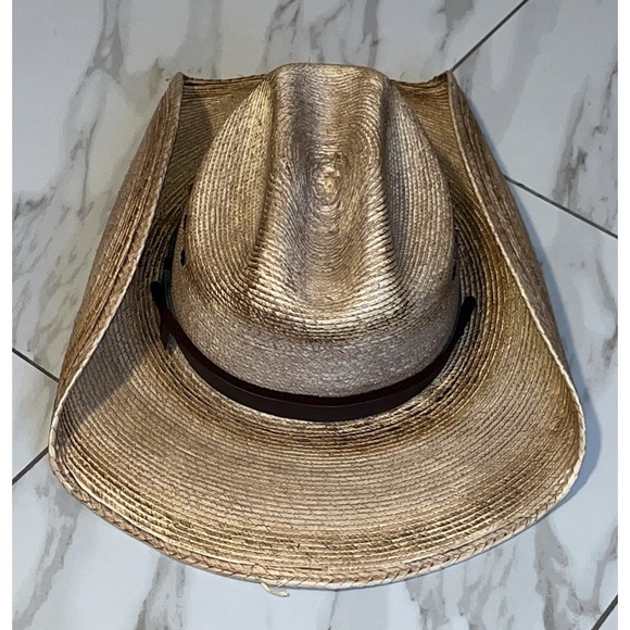 Summit Hats Straw Cowboy Hat Western Palm Leaf Style Leather Band Chin Strap - Picture 5 of 11